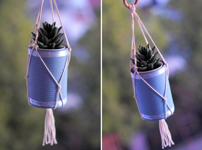 DIY Macrame Plant Hanger Using An Empty Tin Can