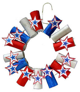Recycle cardboard tubes, turning them into pretty patriotic wreaths for Memorial Day