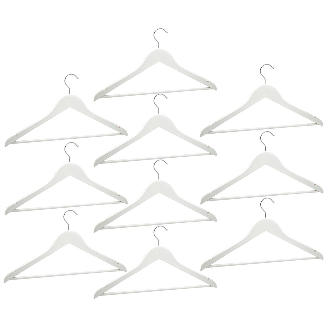 Harbour Housewares Wooden Clothes Hanger - White - Pack of 10