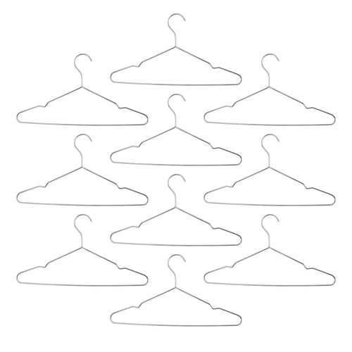 Harbour Housewares Metal Wire Clothes Hangers - Chrome - Pack of 10