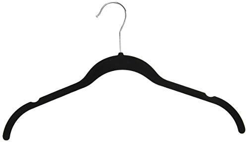 Home-it 50 Pack Shirt and dress Clothes Hangers Black Velvet Hangers High quality Clothes Hanger Ultra Thin No Slip neck (hook) swivel