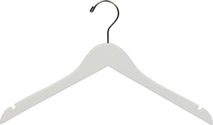 The Great American Hanger Company The American Company White Wood, Box of 25 Space Saving 17 Inch Flat w/Chrome Swivel Hook & Notches for Shirt Jacket or D Wooden Top Hanger