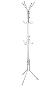 TeqHome Metal Standing Coat Rack 12 Hooks Hat Hanger for Clothes Hats Scarves (White)