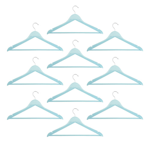 Harbour Housewares Wooden Clothes Hangers - Pastel Blue - Pack of 10