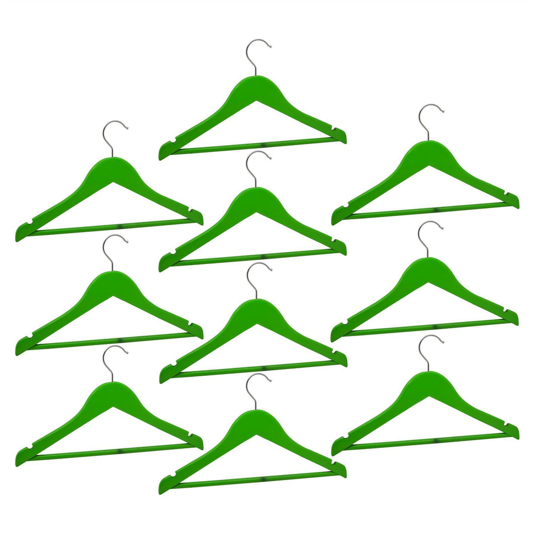 Harbour Housewares Children's Wooden Clothes Hanger - Green - Pack of 10