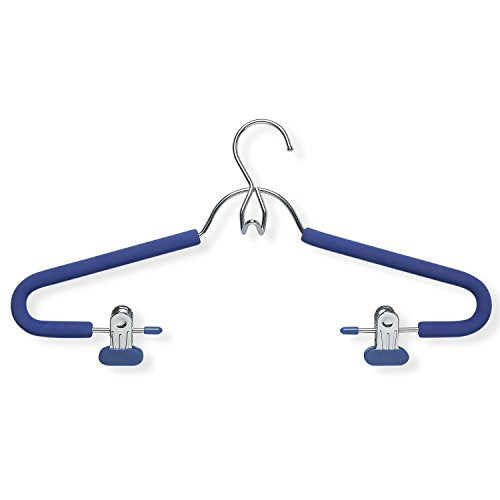Honey-Can-Do HNGT01332 4-Pack Foam Coated Suit Hanger with Clips, Chrome/Bl, 4 Blue