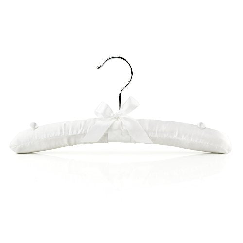 HANGERWORLD 3 White 11.8inch Satin Kids Baby Toddler Padded Cushioned Clothes Coat Top Hangers with Chrome Hook