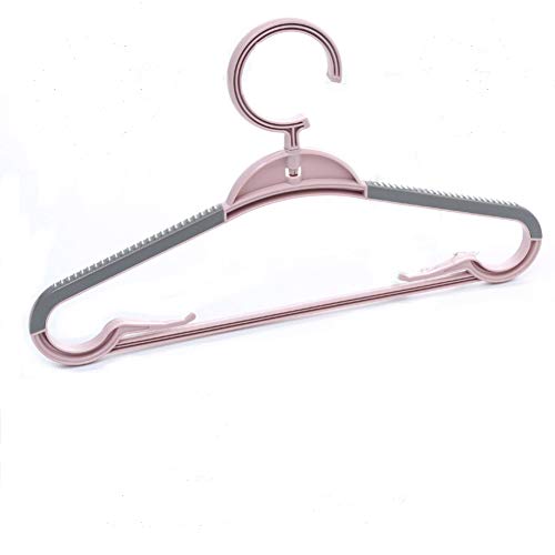 CmfwaMedsr Plastic Non-Slip Adult Hanger,360 Degree Swivel Hook Ultra Thin Space Saving Flexibility Strong Clothes Stand Coat Trouser Skirt Bra-Pink 10 Pack