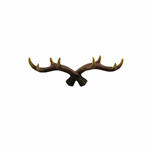 LANGUGU Vintage Deer Antlers Wall Hooks for Hanging Hat Scarf Bag Key Clothes Bathroom Kitchen Towel Holder Christmas Reindeer Deer Horns Resin Hanger Rack Wall Decoration (Brown)