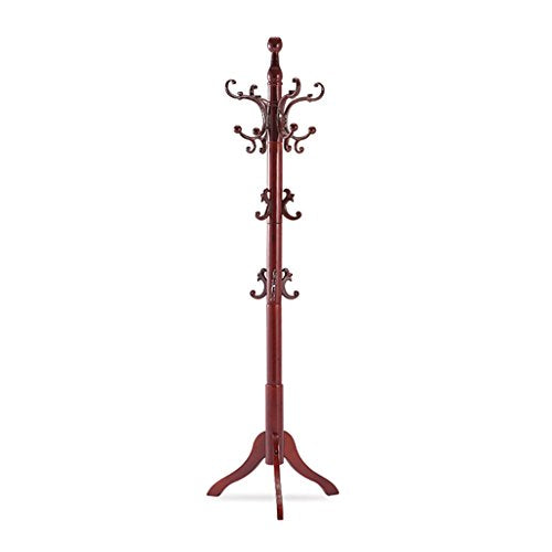 LXLA- Solid Wood Coat Rack Floor Hanger Bedroom Home Living Room Clothes Rack Simple Single Pole European Assembly Hanger (Color : Rosewood)