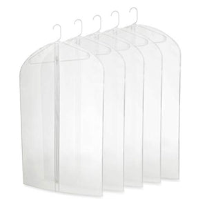 Plixio 40" Clear Plastic Hanging Garment Bags for Clothes Storage - Suits, Dresses & Clothing Bags - (5 Pack)