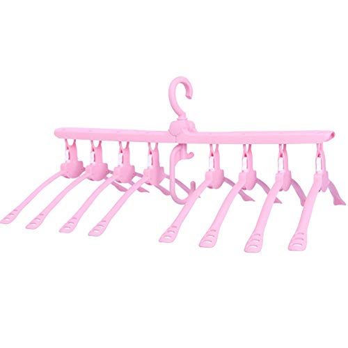 Wagsuyun Foldable Travel Clothes Hangers Portable Retractable Plastic Non Slip Clothing Hangers for Kids and Adults Set of 2 (Color : Pink)