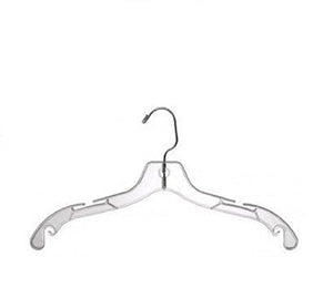 THE UM24 12 Pack - Heavy Weight 17" Clear Crystal Plastic Cloth Hangers - 12 Pack Suit or Coat Swivel Hook Hanger (Clear Hanger)