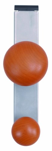 Alba Over-The-Panel Coat Hook For Cubicles or Partitions, Double Peg, Metallic Silver and Light Wood (PM2PARTBO)