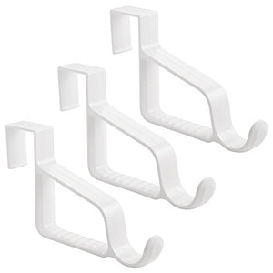 InterDesign Over Door Valet Hook for Clothes Hangers, Storage for Coats, Hats, Robes, Clothes or Towels - Single Hook, White, Pack of 3