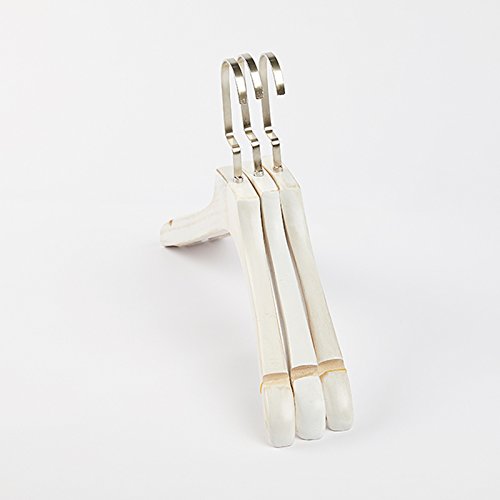 Kexinfan Hanger White Clothing Store Adult Solid Wood Hanger Hanger Solid Wood Pants Rack Women'S Clothing Store Hanger, Old White Female Models Hanger 38 Shoulder Width 2.5