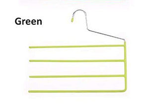 Xyijia Hanger 4 Pcs Colorful Non Slip PVC Multi- Layer Metal Pants Hanger, Space Saving Magic S Shape Trouser Rack Organizer