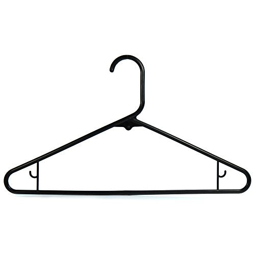 HANGERWORLD 40 Black 16inch Plastic All Purpose Coat Clothes Garment Pant Skirt Bar Hangers Loop Hooks