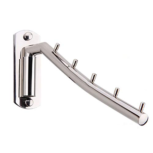 Adromy Folding Wall Mounted Clothes Hanger, Stainless Steel Clothes Holder Swing Arm Closet Drying Rack Clothing Hanging System Heavy Duty Closet Storage Organizer - Silver