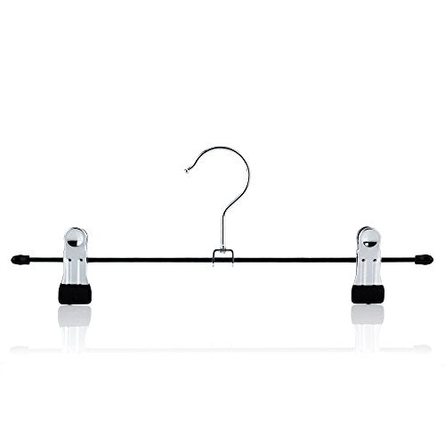 HANGERWORLD 10 Chrome 12inch Metal Pants Skirt Adjustable Clip Coat Clothes Garment Hangers
