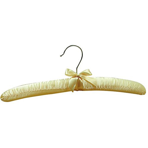 Binglinghua 15” Luxurious Satin Padded Blouse Hangers for Closet Coat Sweaters Skirt Suit Wedding Dress Gown Blouse Shirt?Pack of 5 (Yellow)