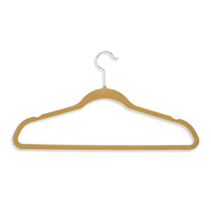 Honey-Can-Do Velvet-Touch Suit Hangers, 9 1/2"H x 1/4"W x 17 3/4"D, Tan, Pack of 50