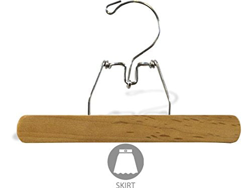 The Great American Hanger Company Wooden Clamp Pant Hanger in Natural Finish with Felt Inserts, Box of 25 Classic Bottoms Hangers with Metal Snap Lock