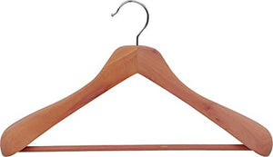 The Great American Hanger Company Deluxe Cedar Suit Hanger, Box of 6, 2 Inch Wide Hangers with Solid Wood Pant Bar