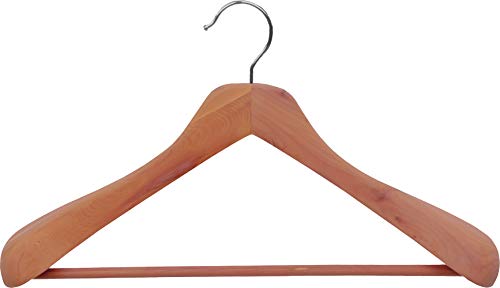 The Great American Hanger Company Deluxe Cedar Suit Hangers, 2 Inch Thick Hangers with Solid Wood Pant Bar, Box of 12