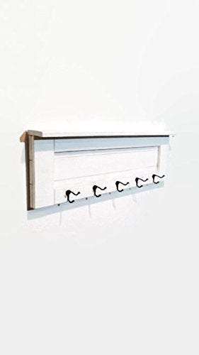Renewed Decor Farmhouse Shelf and Clothing or Towel Rack, Featuring 5 Hooks, Available in 25 Colors