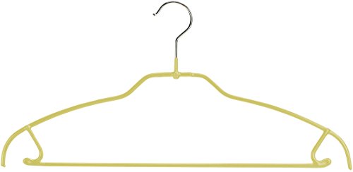 MAWA Silhouette Ultra Thin Non-Slip Space Saving Clothes Hanger with Bar and Hooks Style 42/FTU for Pants and Skirts, Pack of 2, Yellow, 2 Piece