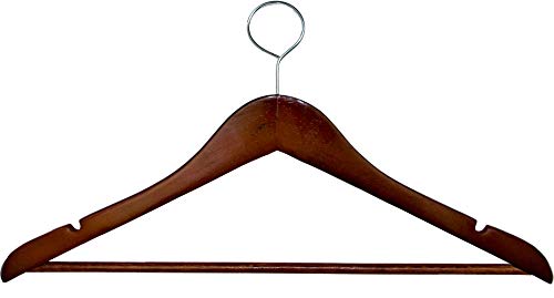 The Great American Hanger Company Wooden Closed Loop Hangers with Cherry Finish & Suit Bar, Box of 100 Flat Anti-Theft Security Hangers for Hotels and Hospitality