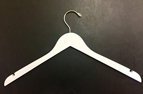 Adult White Top Wooden Hanger Heirloom Series, Gold Hook, Box of 100