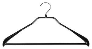 Mawa by Reston Lloyd BodyForm Series Non-Slip Space-Saving Extra Wide Clothes Hanger with Bar for Pants, Style 46/LS, Set of 2, Black