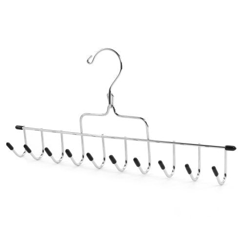 HANGERWORLD Chrome Accessory Non Slip Space Saving 10 Hanging Hooks Tie Belt Scarf Hanger