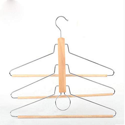 Xyijia Hanger 41Cm Multilayer Solid Wood Hangers Multi-Functional Wooden Scarf Rack.Anti-Skid Magic Collection Pants Rack