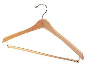 17" Contoured Suit Hanger with Locking Trouser Bar - Box of 20