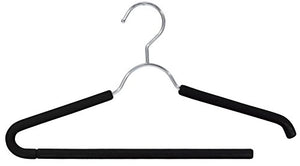 Closet Spice Chrome Suit Hanger, Open Ended with Easy to Slide and Black Friction Padded Foam - Set of 6, Black