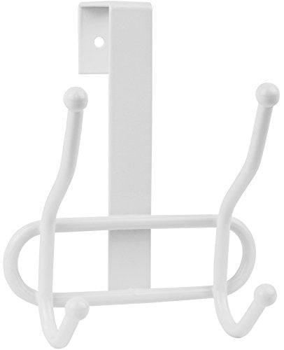 Greenco Steel Over the Door Double Hook, 2 Hooks - White Finish