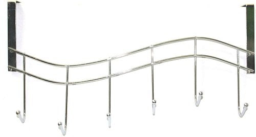 Bath Towel Hooks Steel Over The Door Home Bathroom Coat Towel Hanger Rack Chrome Plated Metal Hook Hanger with 6 Hooks 17