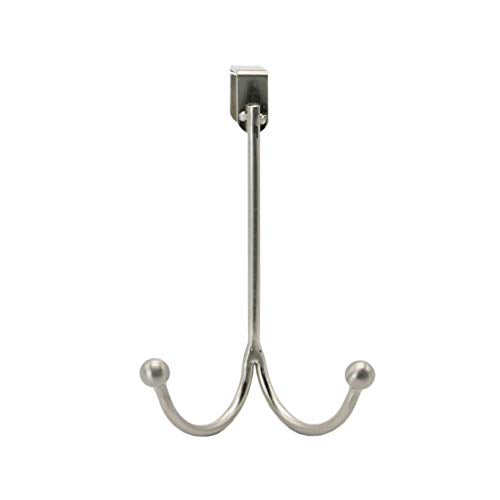 Over The Door Coat Hook,HJKK 18/8 Stainless Steel Door Organizer Rack for Bathroom Cubicle Kitchen Bedroom Office Hanging Clothes Towels Hats Backpacks and More to Save Storage Space,Gray