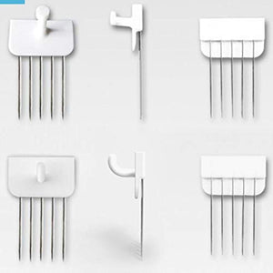 Reusable Multipurpose Wall Hook White 5PCS Decorative Pin Stick Hooks Office Partition Panel Hanger Home Kitchen(Flat- 5 Hooks)