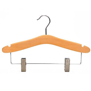 HHGU Kids Wooden Suit Hangers Non-Slip Clothes Coat Pants Hanger with Clips Space Saving (32 1.2 CM)