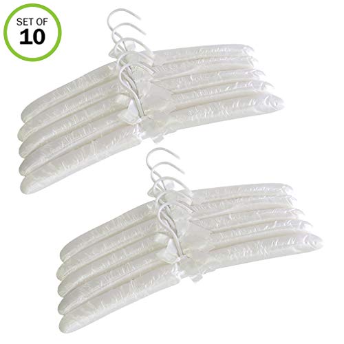 Evelots Anti Slip-Hangers-Satin-Padded-Heavy Duty-Coats-Jackets-Ivory-Set/10