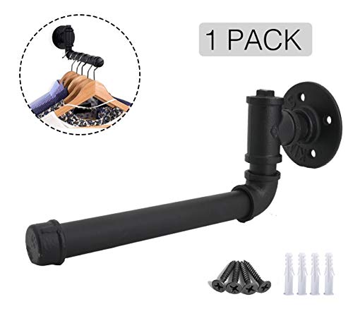 AddGrace Industrial Pipe Hooks Rustic Coat Hooks Wall Mount Heavy Duty Clothing Display Rack (Black) 7