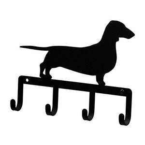 Iron Dachshund Dog Key Rack / Jewelry Holder / Pet Leash Hanger - Black Metal