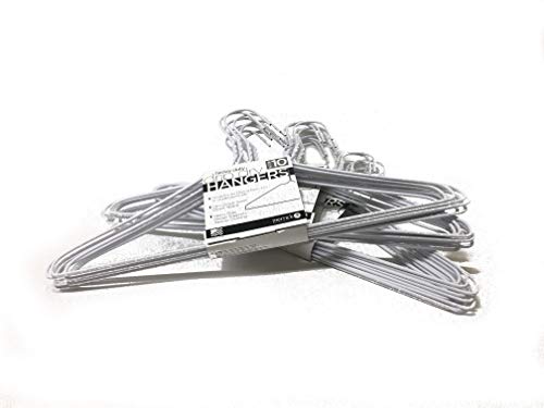 THE UM24 30 Count Vinyl Coated Heavy Duty Wire Cloth Hanger Plastic Coated Metal Wire Coat Hanger Hook - White Color 16
