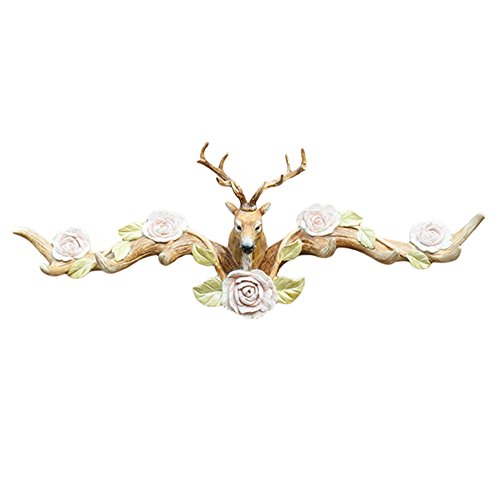 Vintage Cast Deer Head Antlers Wall Hooks ( 6 HOOKS) Coat Rack for Hanging Hat Scarf Bag Key Clothes Bathroom Kitchen Towel Holder Christmas Reindeer Deer Hanger Rack Wall Decoration Wedding Gift