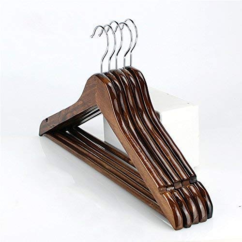 10-Pack Retro Smooth Solid Wooden Pant Hanger, Wooden Suit Hangers with Steel Clips and Hooks, Natural Wood Collection Skirt Hangers, Standard Clothes & Coats Hangers - MZGH Island