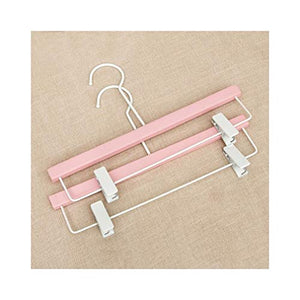 Xyijia Hanger 10 Pcs Thick Princess Pink Wooden Clothes Coats Hanger White Hook, Pink Pants Skirt Hanger Clips Bride Lady Girl